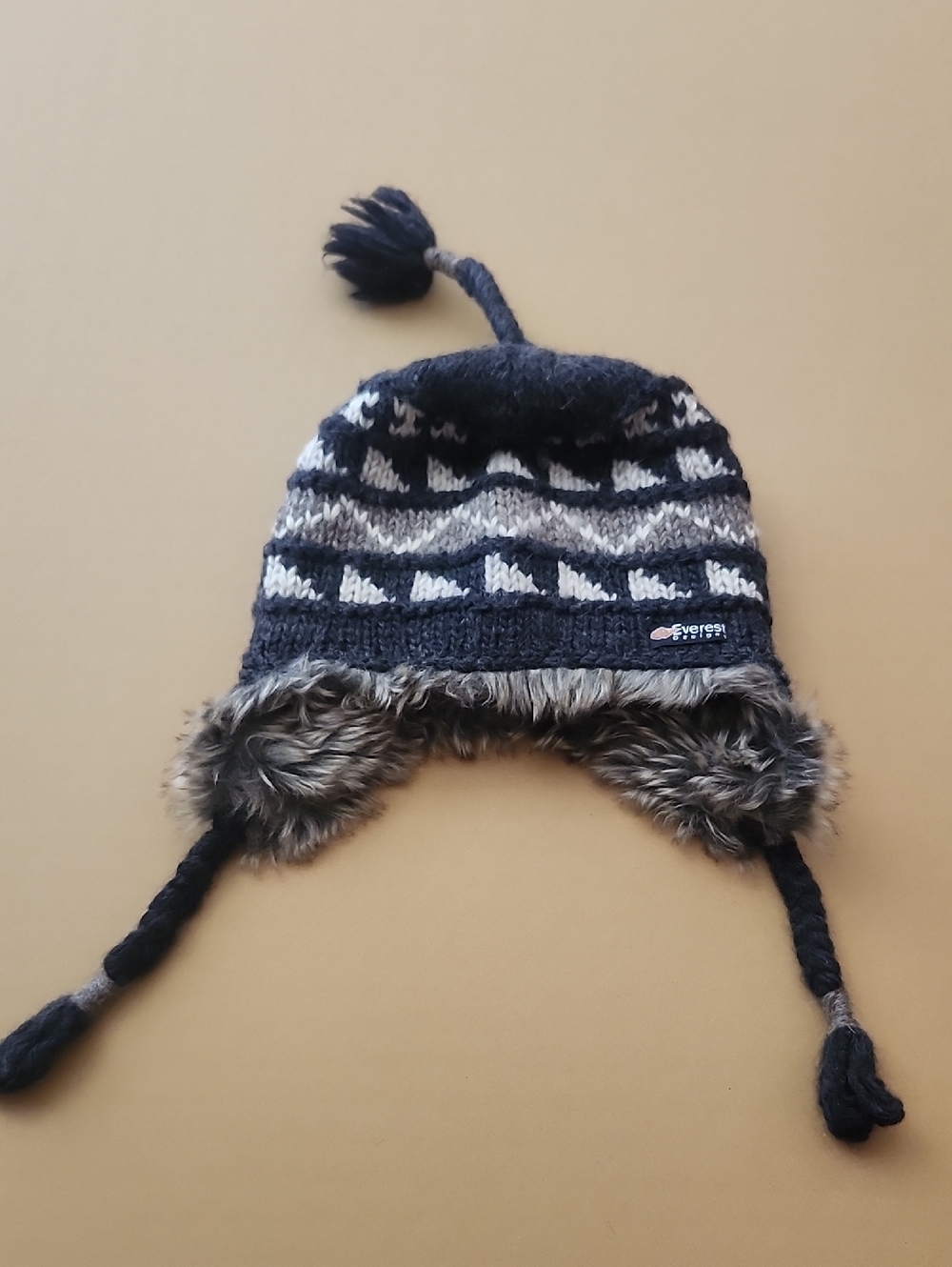 Kids Navy Faux-Fur Lined Earflap Winter Hat